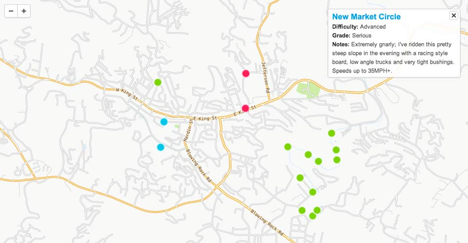 Longboarding spots in Boone, North Carolina