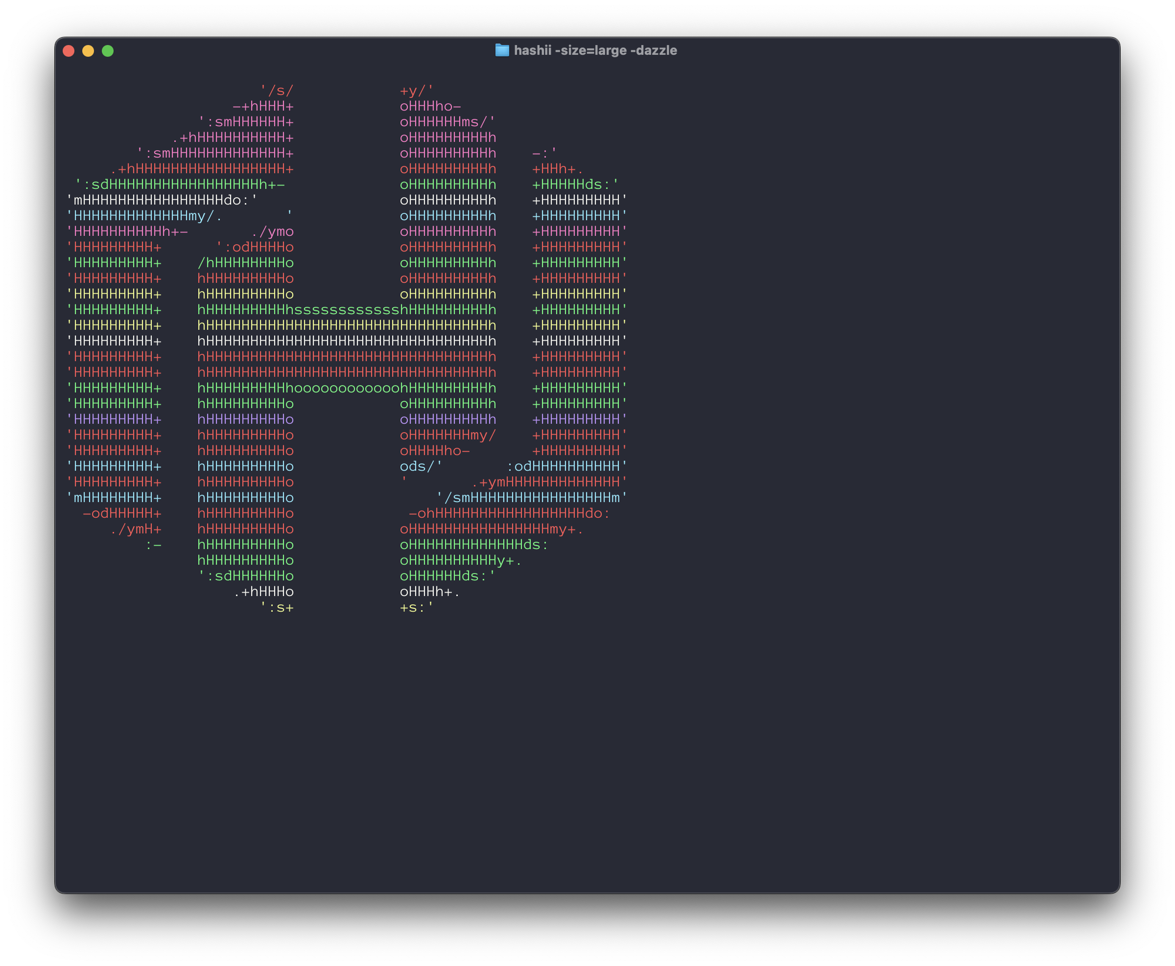 Screenshot of hashii in dazzle mode